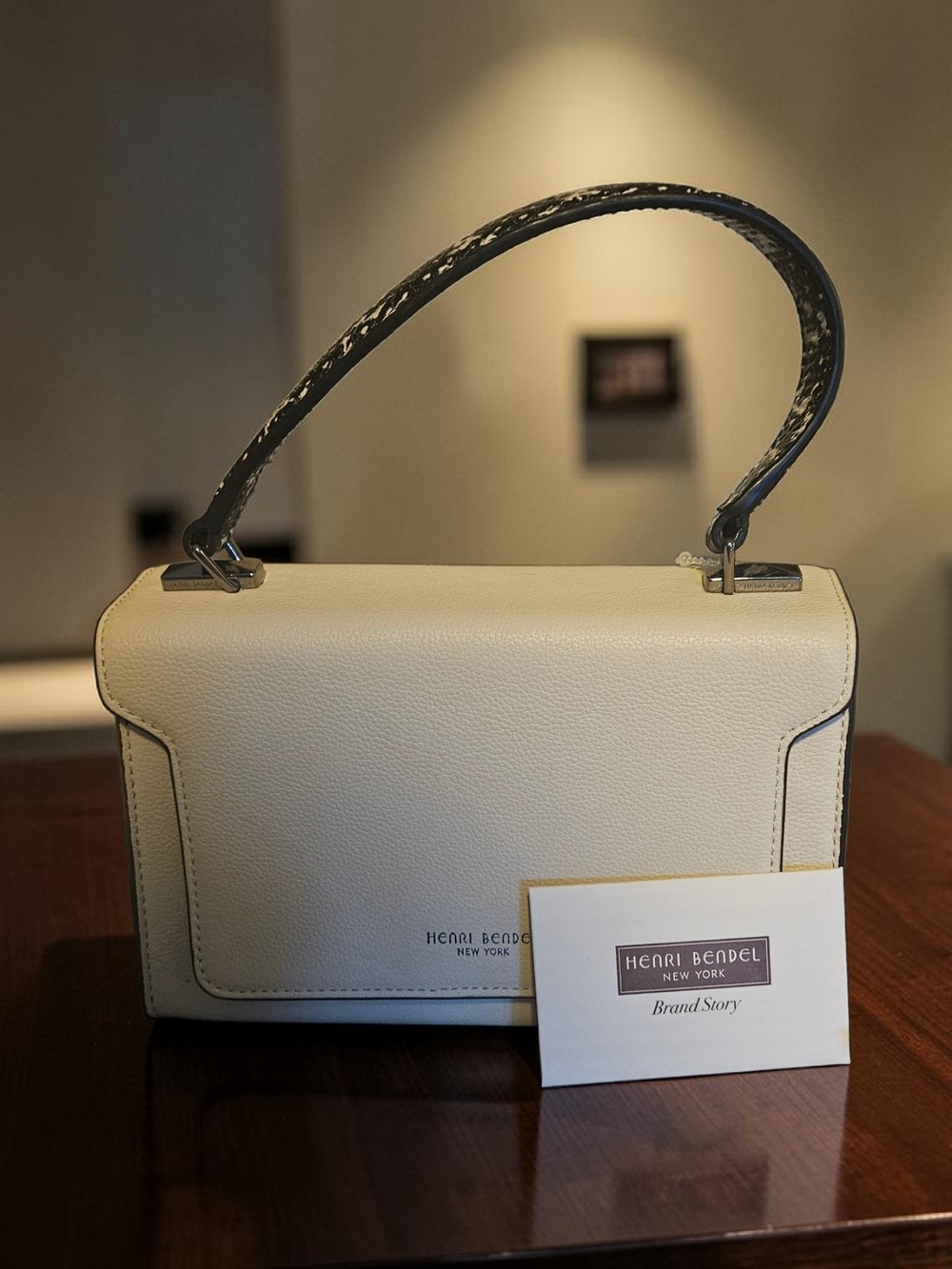 Henri Bendel West 57th Cream Leather Top Handle Satchel
